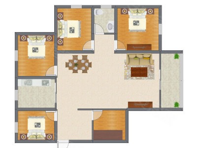4室2厅 98.00平米