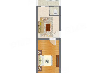 1室1厅 40.49平米户型图