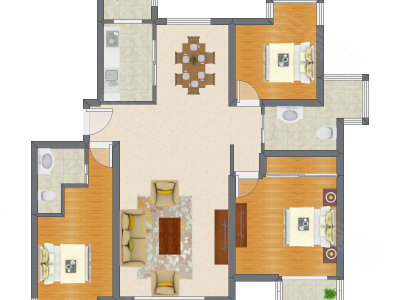 3室2厅 167.12平米