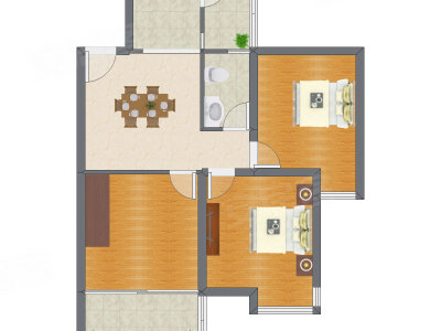 2室1厅 88.20平米户型图
