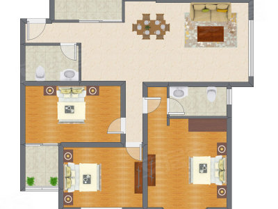 3室2厅 157.59平米