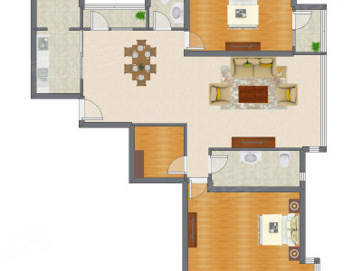 2室2厅 125.19平米户型图