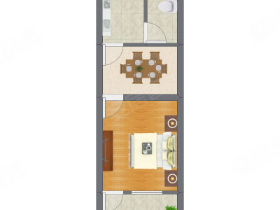 1室1厅 40.14平米户型图