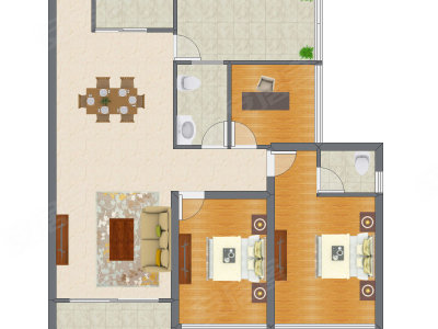3室2厅 114.00平米户型图