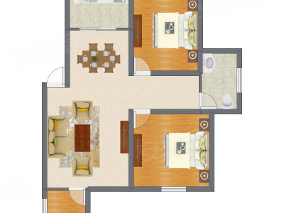 2室2厅 70.27平米户型图