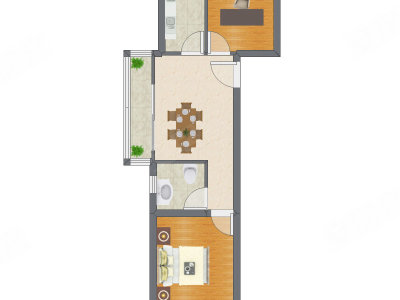 2室1厅 61.98平米户型图