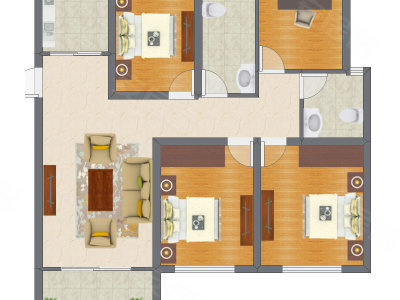 4室2厅 83.11平米