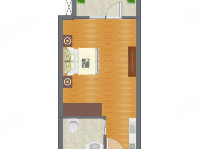 1室0厅 30.00平米户型图