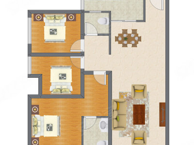 3室2厅 101.87平米户型图