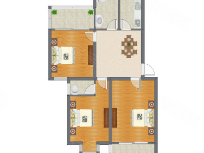3室1厅 103.81平米户型图