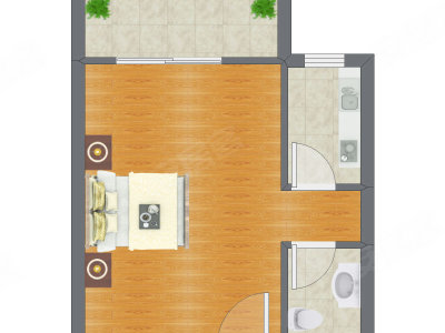1室0厅 49.24平米户型图
