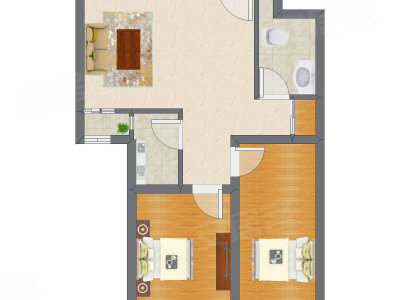 2室1厅 42.95平米
