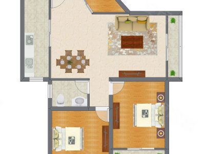 2室2厅 104.50平米户型图