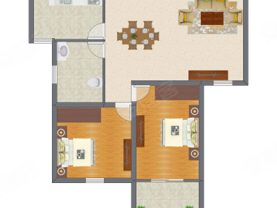 2室2厅 78.35平米户型图