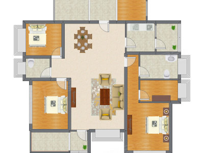 3室2厅 132.00平米户型图