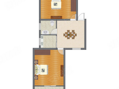 2室1厅 62.16平米