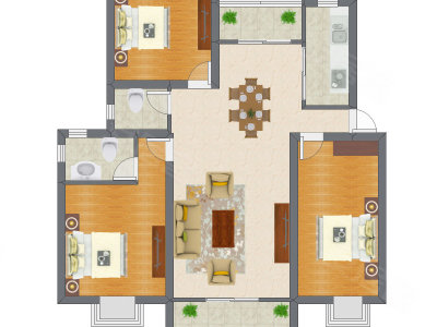 3室2厅 75.45平米