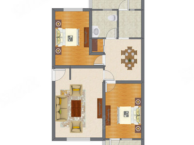 2室2厅 100.93平米户型图
