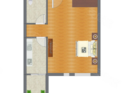 1室0厅 41.69平米户型图