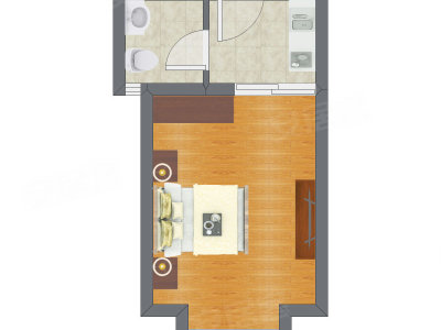 1室0厅 38.15平米户型图
