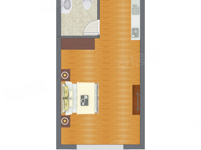 1室1厅 49.91平米