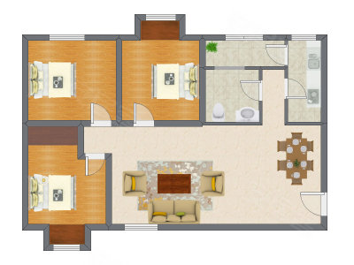3室2厅 85.00平米