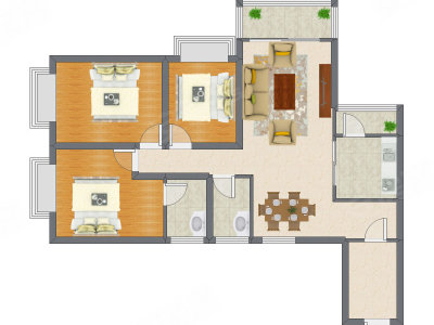 3室2厅 111.53平米