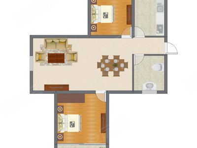 2室2厅 79.31平米户型图