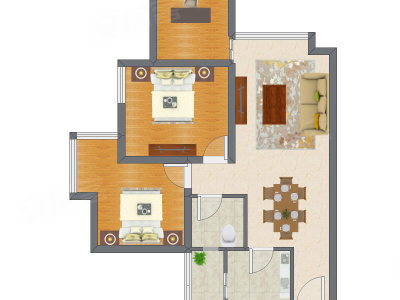 3室2厅 80.73平米户型图