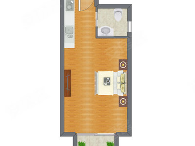 1室0厅 45.93平米户型图