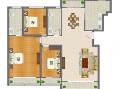 3室2厅 168.13平米