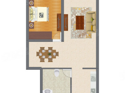 1室1厅 60.00平米户型图