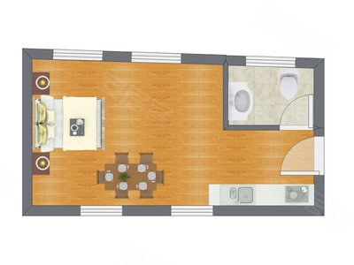 1室0厅 22.95平米户型图