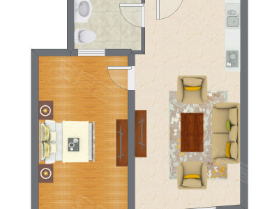 1室1厅 73.01平米户型图