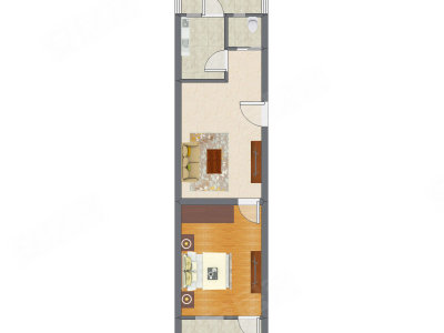 1室1厅 51.56平米户型图
