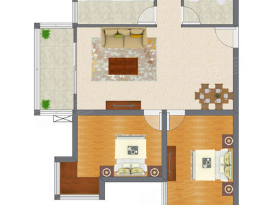 2室2厅 97.84平米户型图