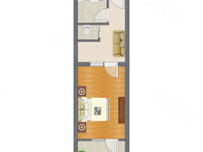 1室1厅 39.22平米户型图
