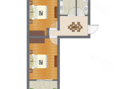 2室1厅 51.51平米户型图