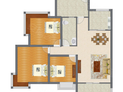 3室2厅 100.31平米户型图