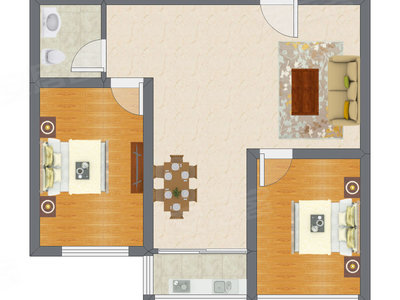 2室2厅 75.30平米户型图
