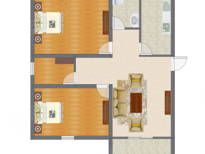 2室1厅 96.82平米户型图