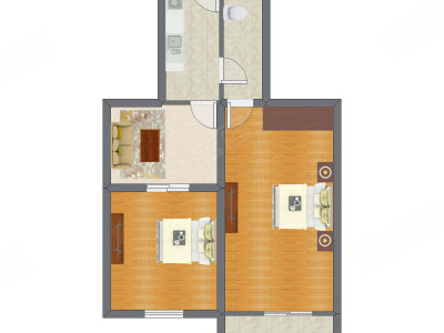 2室1厅 73.25平米