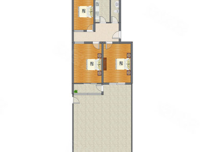 3室1厅 86.35平米户型图