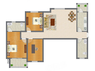 3室2厅 189.90平米