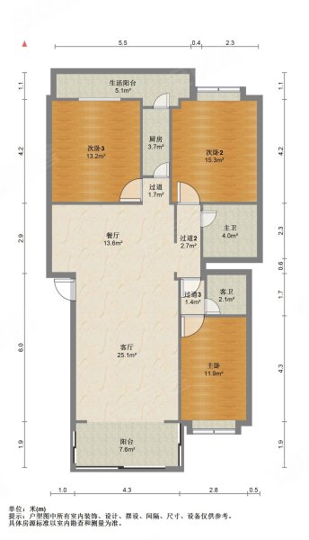 筑韵丽都花园3室2厅2卫110.46㎡南北56.6万