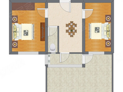 2室1厅 53.20平米