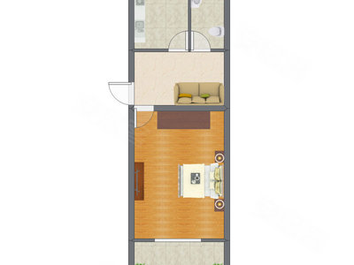 1室1厅 41.38平米户型图