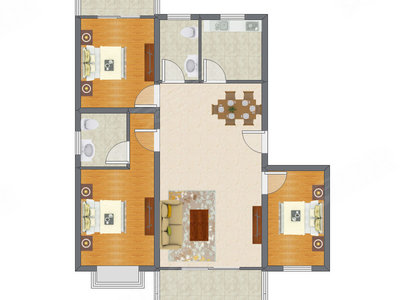 3室2厅 113.79平米户型图