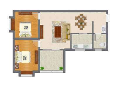2室2厅 78.20平米户型图