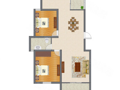 2室2厅 105.80平米户型图